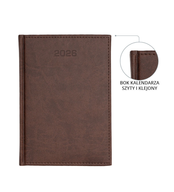 KALENDARZ A-4 VIVELLA UKŁAD DZIENNY CIEMNY BRĄZ