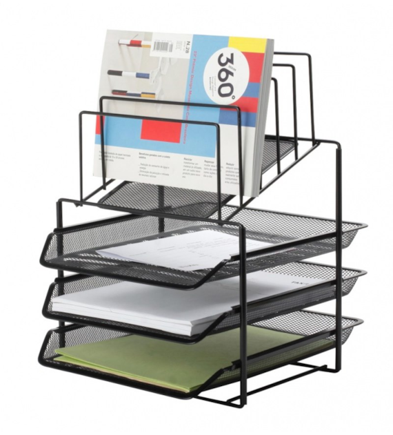 SZUFLADA METAL 3 PÓŁKI CZARNA Q-Connect z sorterem na dokumenty