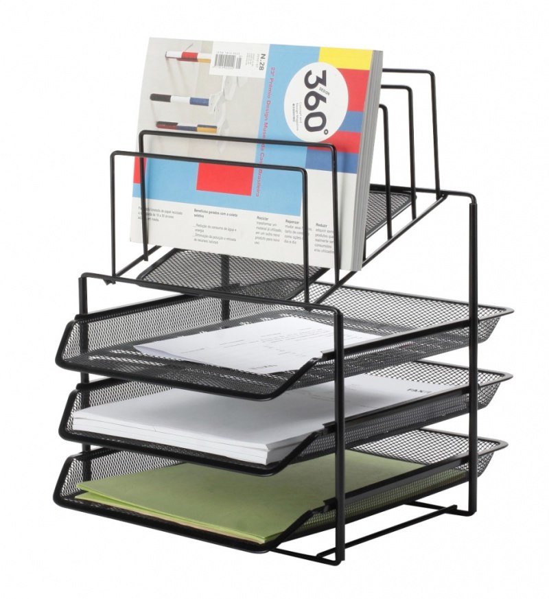 SZUFLADA METAL 3 PÓŁKI CZARNA Q-Connect z sorterem na dokumenty