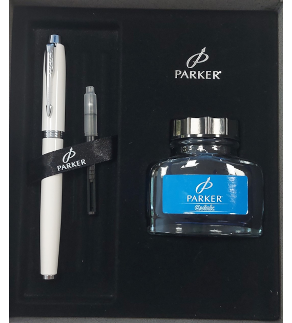 KOMPLET PARKER PIÓRO I.M. BIAŁE CT+ATRAMENT+TŁOCZEK
