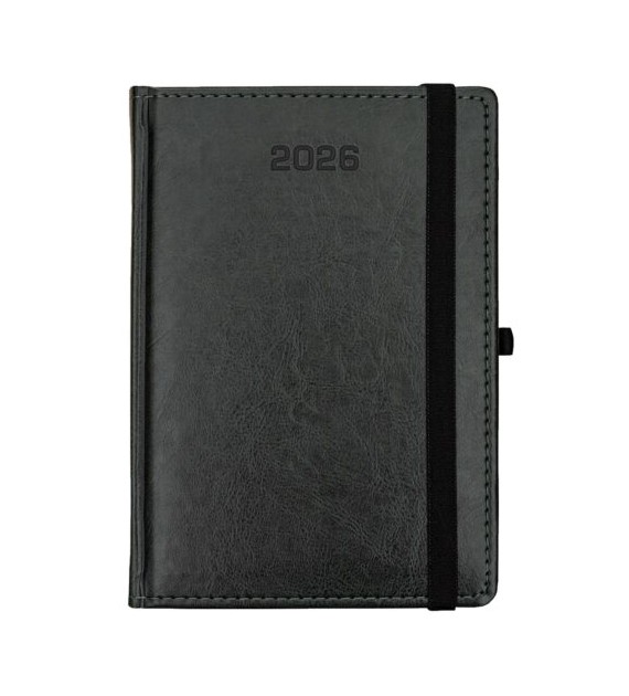 KALENDARZ A-5 NEBRASKA UKŁAD DZIENNY Z GUMKĄ CIEMNO ZIELONY