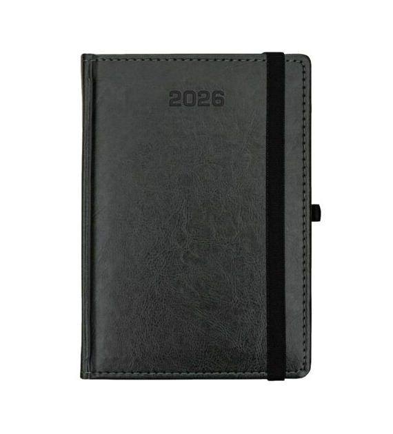 KALENDARZ A-5 NEBRASKA UKŁAD DZIENNY Z GUMKĄ CIEMNO ZIELONY