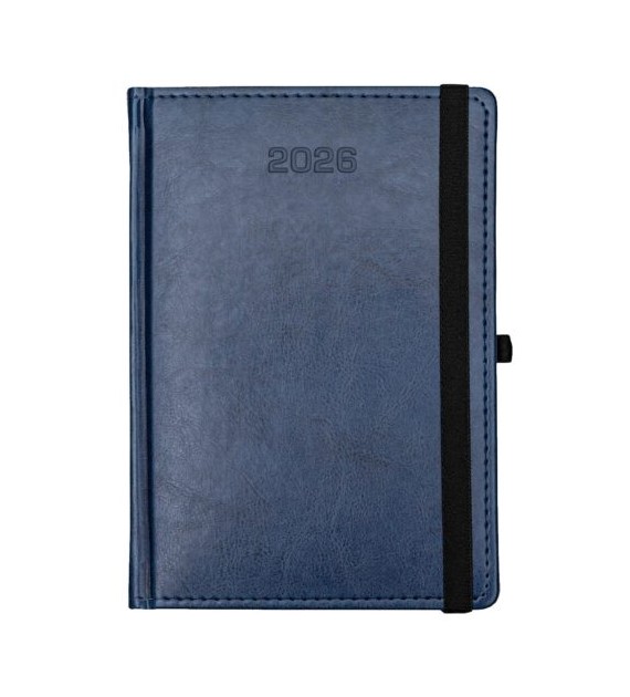 KALENDARZ A-5 NEBRASKA UKŁAD DZIENNY Z GUMKĄ NIEBIESKI