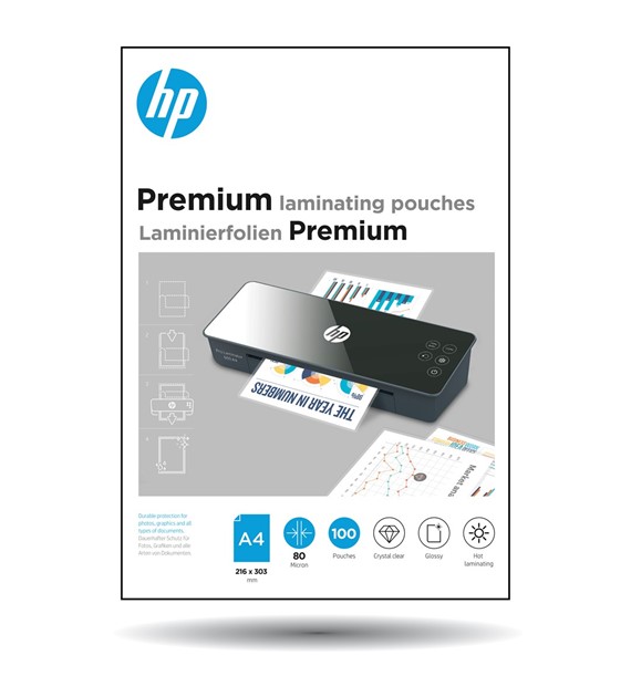 Folia laminacyjna HP Premium błyszcząca A4, grubość 80 mic, opak. 100 szt