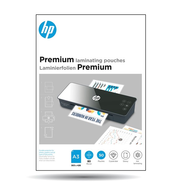 Folia laminacyjna HP Premium błyszcząca A3, grubość 80 mic, opak. 50 szt