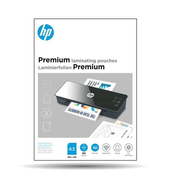 Folia laminacyjna HP Premium błyszcząca A3, grubość 125 mic, opak. 50 szt