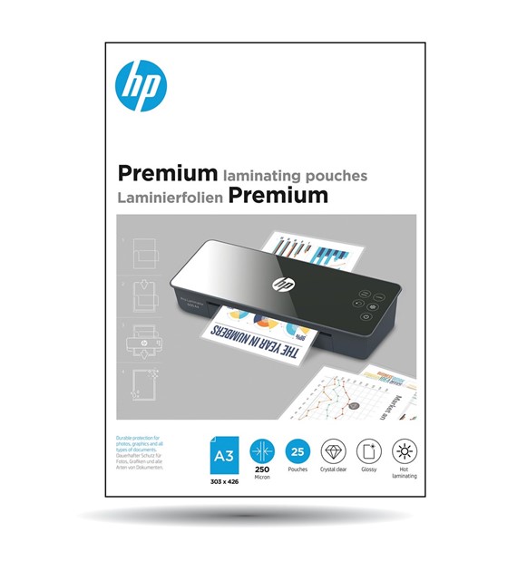 Folia laminacyjna HP Premium błyszcząca A3, grubość 250 mic, opak. 25 szt