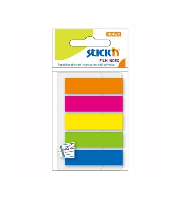 ZAKŁADKI INDEKSUJĄCE PLASTIKOWE 5 KOL. 45X12/25 STICK'N