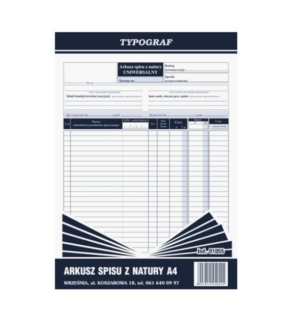 ARKUSZ SPISU Z NATURY A-4  SAMOKOPIA TYPOGRAF