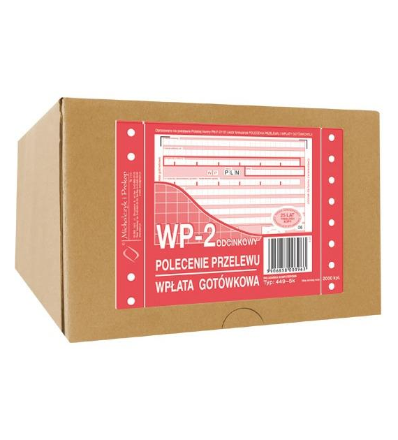 POLECENIE PRZELEWU A-6 WPŁATA GOTÓWKI  (2-odcinki )  karton 2000 szt.