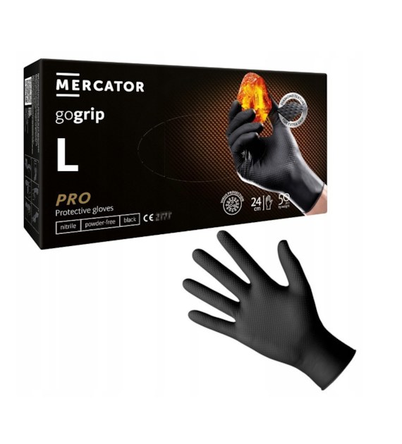 RĘKAWICE NITRYLOWE L Mercator Premium Czarne opak. 50 szt.