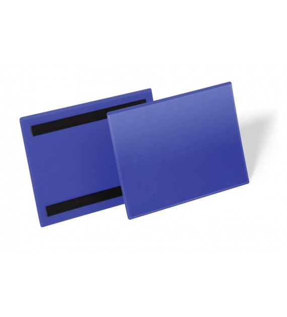 Magnetyczne kieszenie magazynowe Durable niebieska, 210x148mm (A5 pozioma), opak.50 szt