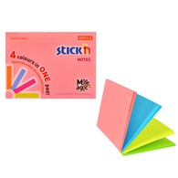 Karteczki samoprzylepne Stickn Magic Pad 76x101mm, neon mix, 100 karteczek