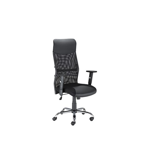 Krzesło ULTRA R siatka / tkanina czarna, regulowane podłokietniki